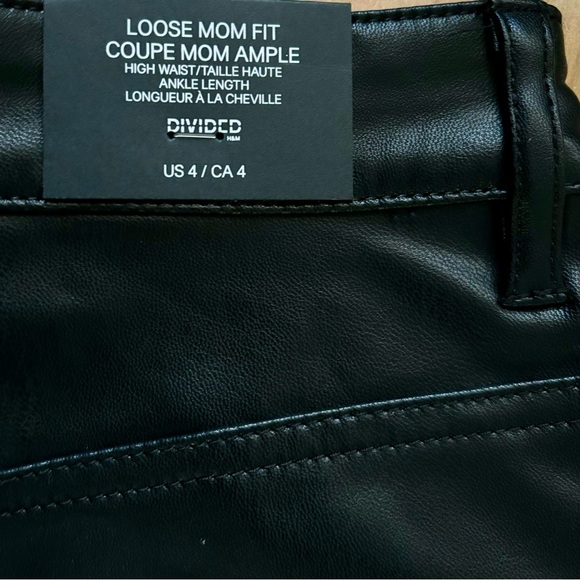 NWT H&M Divided Loose Mom Fit Ankle Vegan Leather Jeans 4 - Picture 7 of 10